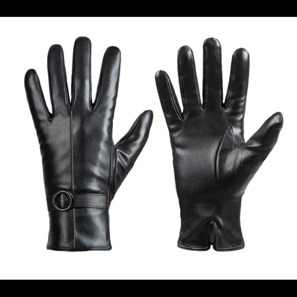 Dsane Women’s Winter Leather Gloves, Touchscreen, Size Large, Color Black